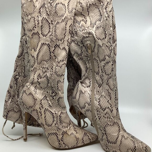 Olivia Faux Leather Snakeskin Over The Knee Boots - Picture 7 of 8